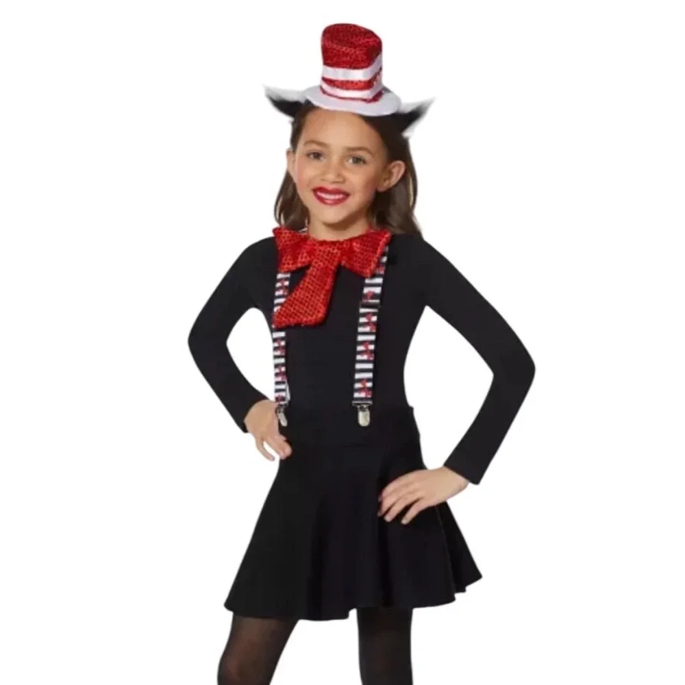 Cat in the Hat Deluxe Costume Kit Bowtie‎ Headband Suspenders